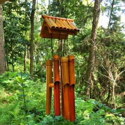 Bamboo Wind Chimes for Outdoor, Instrumento de percussão para meditação, Paisagem madeira, Wind Chimes for Sound Healing, Carillon - Image 6