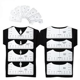 Acrílico T-Shirt Régua Guia para Projetos Centrais, T-Shirt Alinhamento Ferramenta, HTV Alinhamento Ferramenta, 8Pcs - Image 2