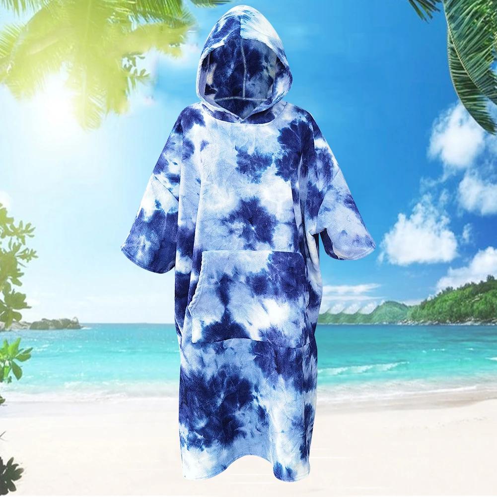 Toalha poncho de surf, Esportes Aquáticos Multifuncionais, Robe com capuz, Tecido de microfibra, Tie-Dry, Bolsos grandes para surfista - Image 1