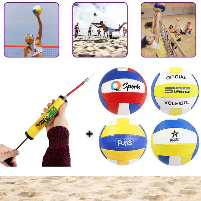Kit Completo para Voleibol de Praia: Bola Tamanho Oficial e Bomba com Bico para Enchimento