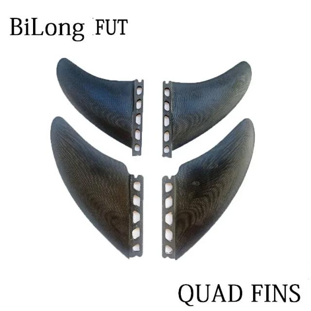 Prancha Fin Kite Quad Fin Performance em Vidro para Surf e Esportes Aquáticos - PG Fins Preto com Futuros Longos