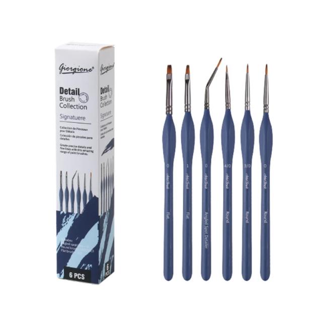 Kit de Pincéis Artísticos Profissionais com 6 Peças para Pintura e Artesanato