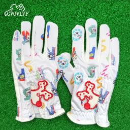 1 par luvas de golfe júnior crianças jovens meninos meninas mão esquerda mão direita dura sentir branco azul vermelho luva de golfe presente cão preto - Image 5