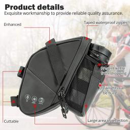 Bolsa para selim de bicicleta, à prova d'água, traseira, sob o assento, armazenamento, garrafa de água, bolso, ciclismo, mtb, mountain bike, estrada, 1,5l - Image 5