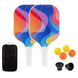 Pickleball Paddles Set, Raquete De Bola De Pickle De Fibra De Vidro, Jogo interior e exterior, Bolsa de transporte, 2 Conjuntos De Raquete Aprovado USB, 4 Bolas - Image 6