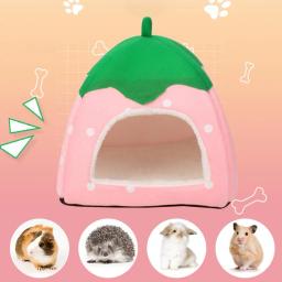 Cama colorida brilhante para animais de estimação, lugar privativo para animais, cabana aconchegante para morango pequeno, casa de hamster, cama cobaia, coelho - Image 3