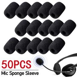 10/50 pçs mini microfone pára-brisas substituição esponja capa fone de ouvido microfone capa de espuma tampa protetora para colar cabeça reunião microfone - Image 1