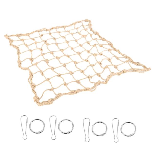 Brinquedo de Escalada para Pássaros com Gancho, Corda de Sisal e Rede - Acessórios Divertidos para Papagaios em Ambiente Interno