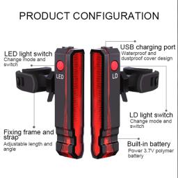 Aranha-laser luz traseira led para bicicleta, luz traseira, impermeável, usb, para bicicleta de estrada e mtb - Image 5