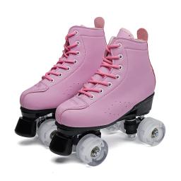 Patins de quatro rodas para crianças e adultos, fileira dupla, patins inline para homens e mulheres, patins piscantes - Image 1