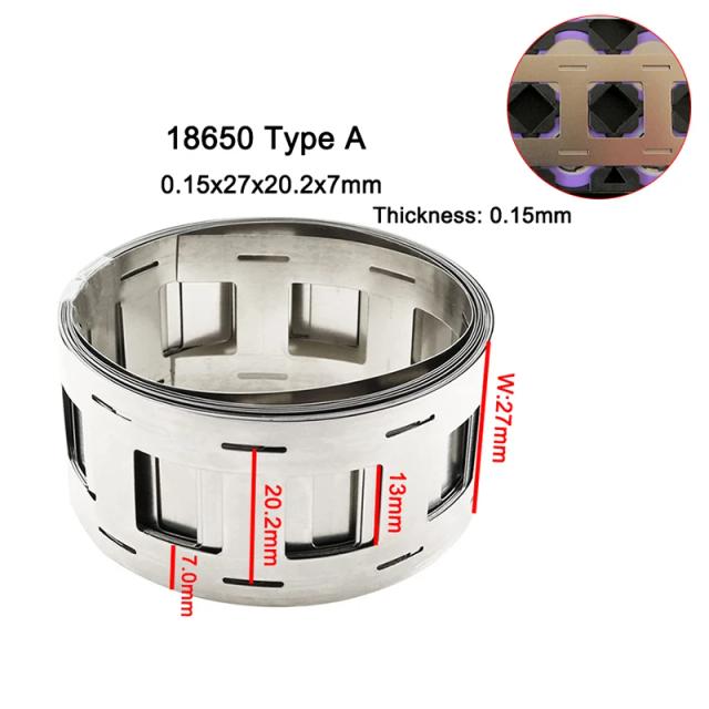 10m 2p 18650/21700 tiras niqueladas 0.15x27mm espaçamento 20.2mm usado para baterias soldagem a ponto diy bateria