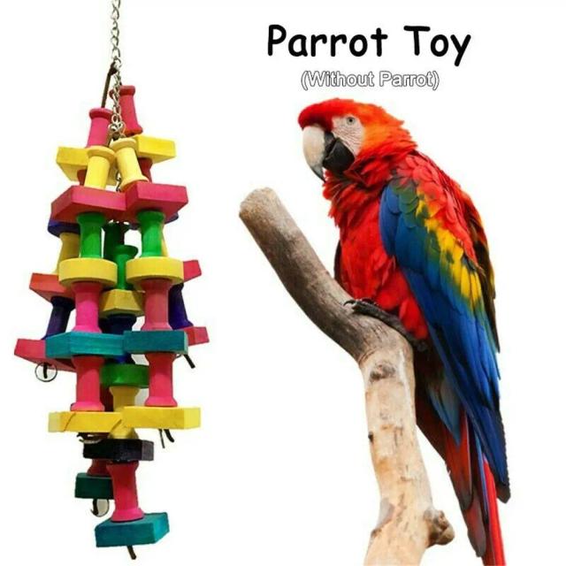 Brinquedo de Mastigação para Papagaios: Blocos Coloridos e Materiais Resistentes para Gaiolas de Pássaros, Ideal para Cinzas Africanos, Araras e Cacatuas - 1 Unidade