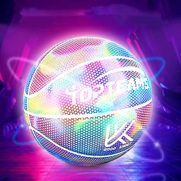 PU Material Basquete com Design Reflexivo Luminoso Holográfico, Bola de Treinamento, Bola Presente para Amantes Esportivos, Adulto Padrão, Tamanho 7 - Image 1