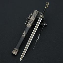 Chinese Ancient Arma Fria Toy, Rodas Katana Cosplay, Metal Gravado Arma Modelo, Colecionáveis Artesanato, Ornamentos Presentes, 22cm - Image 2