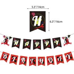 Decoração de festa temática joaninha, Anime Birthday Banner, Inserção de bolo, Balão de bandeira, Festa temática da menina - Image 2