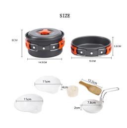 Conjunto De Panelas De Acampamento Alumínio Antiaderente Portátil Ao Ar Livre Piquenique Louça Cozinhar Panela Frigideira Tigelas Para Caminhadas CHURRASCO Suprimentos - Image 2