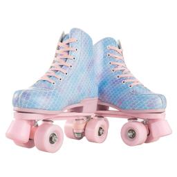 Patins de couro PU para iniciantes, sapatos de patinação, deslizando Inline, Quad Roller Sneakers, treinamento, 4 rodas flash - Image 5