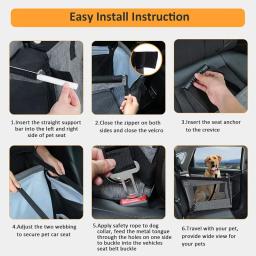 Car Seat Estável Portadores para Animais de Estimação, Acessórios para Cães, Seguro, Portátil, Filhote de Cachorro Cestas, Protetor De Malha, Impermeável, Ao Ar Livre, Suprimentos - Image 5