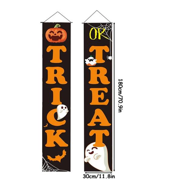 Sinais de Boas-Vindas de Halloween para Porta: Bandeira Suspensa para Decoração de Festa e Truque ou Deleite