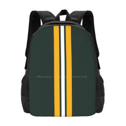 Mochila de faculdade para estudante universitário adolescente, Green Bay Futebol Padrão Design, Yellow Sports Team, Player Game, Mulheres - Image 1