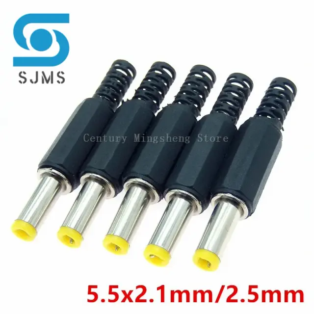 Conectores Masculinos para Tambor DC 5,5mm x 2,5mm e 5,5mm x 2,1mm - Pacotes com 5 ou 10 Peças