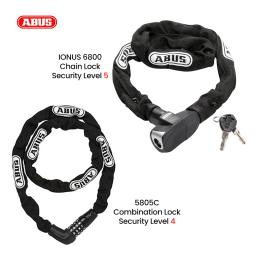 ABUS Bicycle Anti-Theft Lock, Senha de 4 dígitos, 5805, 6800 Key, MTB, Road Bike, Cadeia, Scooter, E-Bike, Acessórios de ciclismo - Image 2