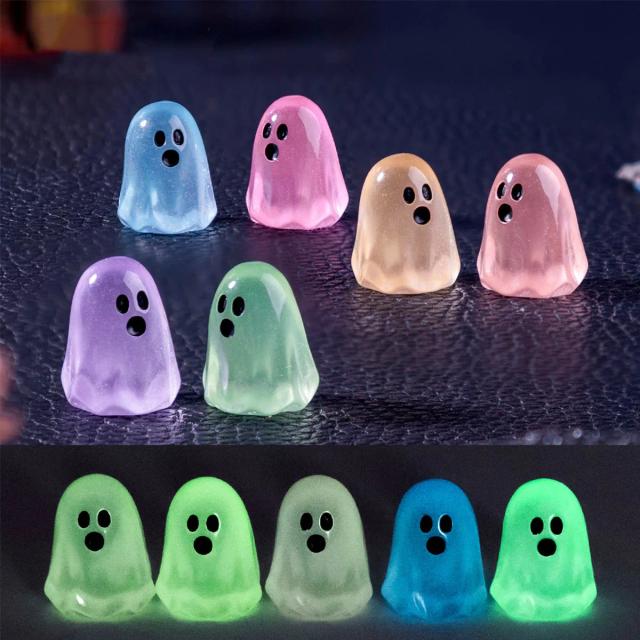 Mini Fantasma de Resina Luminoso Multicolorido Halloween 10/20 Peças