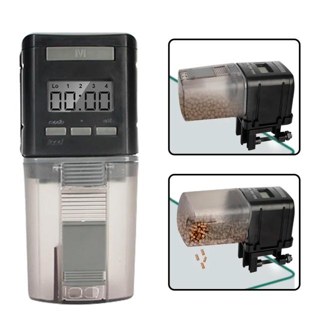 Alimentador Automático de Peixes com LCD: Dispenser Inteligente de Alimentos e Timer para Aquários com Economia de Energia