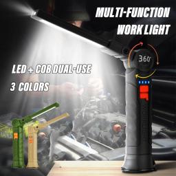 Recarregável Camping Lanterna LED, Luz de trabalho com ímã e gancho, IP64 impermeável, 5 modos de iluminação, Adequado para trabalho noturno - Image 1