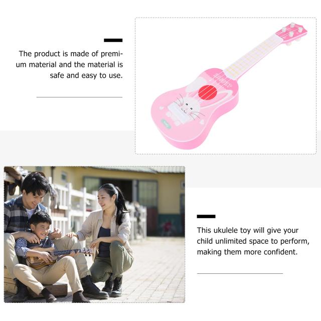 Ukulele Infantil Plástico para Aprendizagem Precoce - Brinquedo Musical Divertido