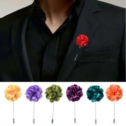 1 pc broches masculinos floral lapela pino para terno longo neddle tecido flor broche pinos para casamento moda padrinhos jóias - Image 2