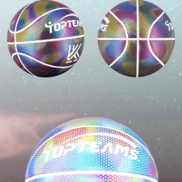 PU Material Basquete com Design Reflexivo Luminoso Holográfico, Bola de Treinamento, Bola Presente para Amantes Esportivos, Adulto Padrão, Tamanho 7 - Image 5