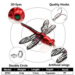 Topwater libélula moscas secas inseto isca de pesca com mosca 6.2g 75mm truta popper isca artificial wobblers para corrico isca dura 1 pçs - Image 6