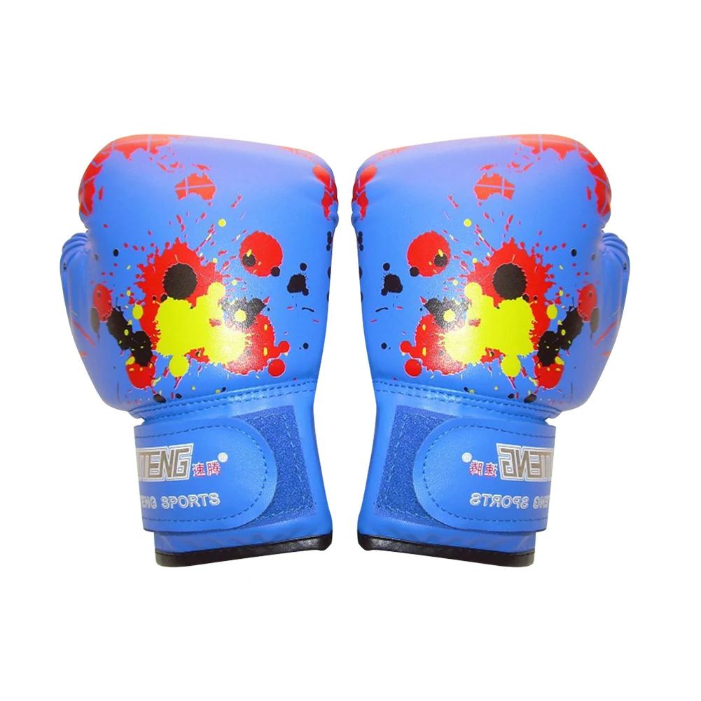 Luvas de treinamento de boxe de couro PU para crianças, luvas profissionais, muay thai respirável, sparring, karatê, kickboxing, 2pcs - Image 1