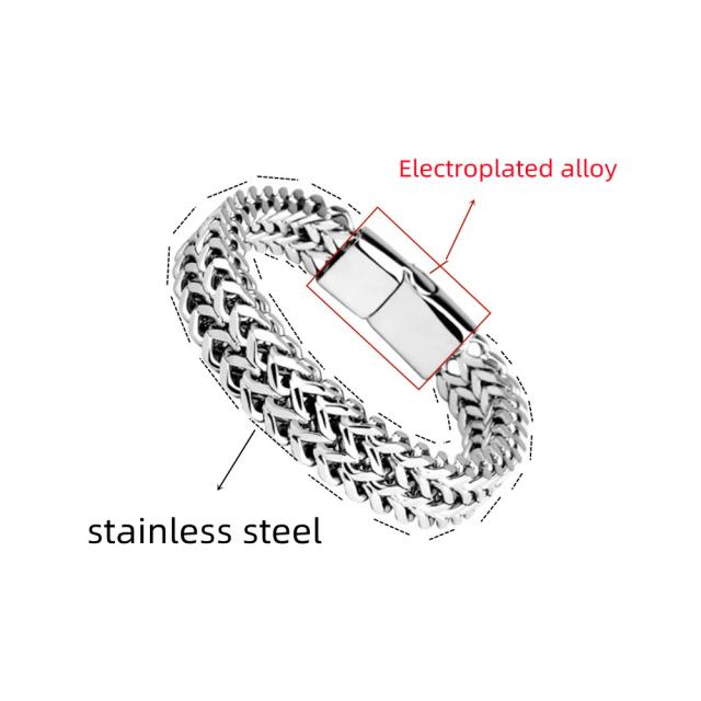 Pulseira Magnética Aço Inoxidável Dupla Fileira 21cm