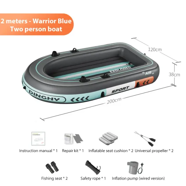 Caiaque Inflável de PVC para Adultos - Barco de Pesca Resistente, Ideal para Esportes Aquáticos e Aventuras ao Ar Livre