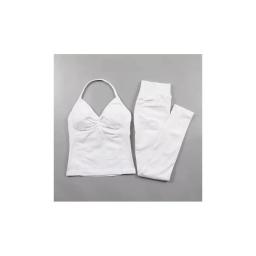Um conjunto de yoga de leggings de impacto de alta elasticidade das mulheres de fitness de 2 peças, calças justas de impacto de fitness e alça de pescoço yoga exerc - Image 5