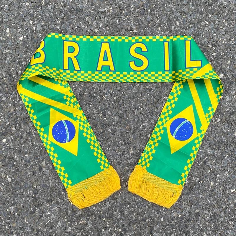 Aerlxemrbrae personalizado cetim poliéster futebol cachecol, 14x130cm, Alemanha, Itália, Inglaterra, Espanha, Brasil, França - Image 1