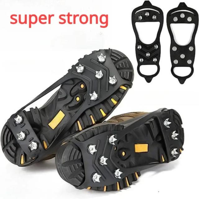 Crampons Antiderrapantes para Calçados Inverno 8 Pinos TPE Preto