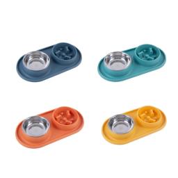 Tigela de alimentação para animais de estimação, tigela de aço inoxidável, base de silicone, anti-luta, tigela de comida lenta para cães e gatos, para evitar asfixia de animais de estimação - Image 4