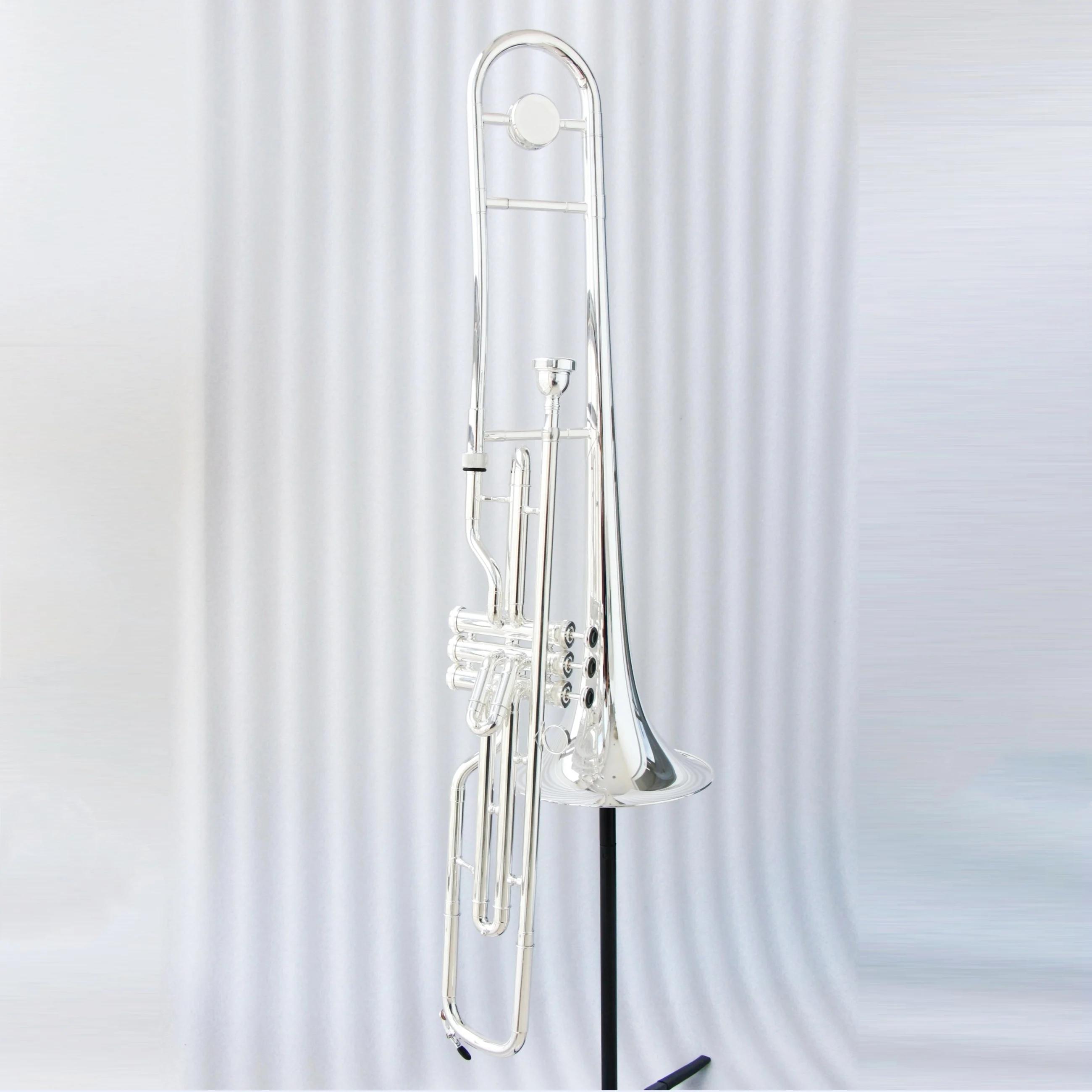 Instrumento De Trombone Lacado A Ouro Bb, alto Grau, pistões Acessíveis, preço De Fábrica - Image 1