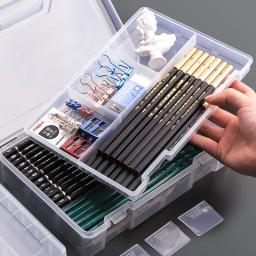 Grande capacidade arte estudante lápis caso, conjunto de ferramentas para desenho, pintura suprimentos, lápis de cor, material de alta qualidade - Image 4