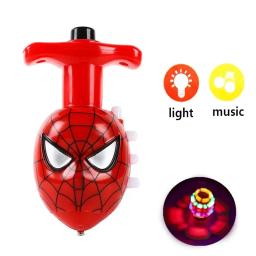 12 pçs/caixa disney congelado homem aranha led girando topo piscando luz figuras de música modelo lançador brilho à noite rotativa crianças brinquedos - Image 5