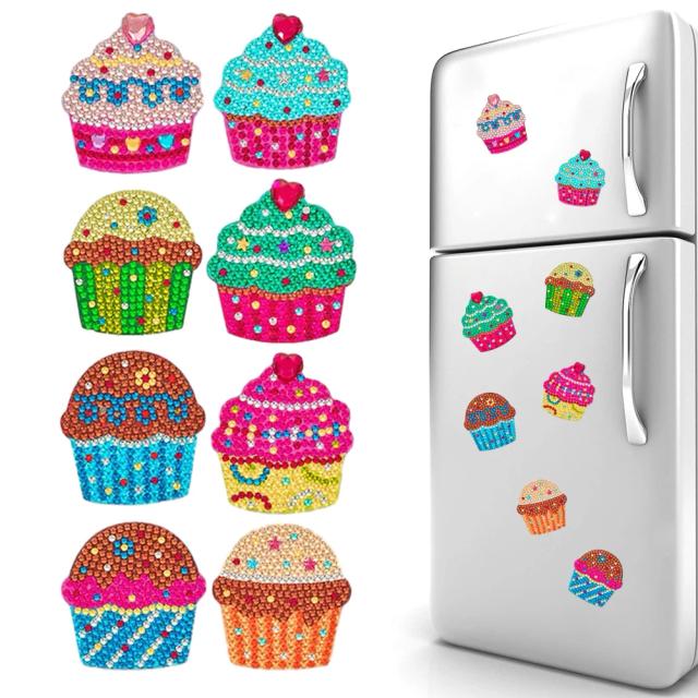 Kit de Ímãs Adesivos em Formato de Floco de Neve para Geladeira - 8 ou 12 Peças para Pintura Diamante e Artesanato DIY