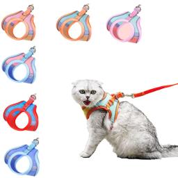 Arnês de colete ajustável com alça reflexiva para animais, colete respirável macio, coleira de gato, cão médio, acessórios para gato - Image 3