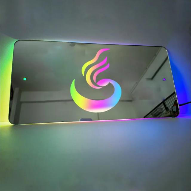 Luz de Espelho Acrílico Personalizada com LED - Decoração de Parede Exclusiva para Aniversários e Cafés