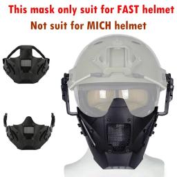 Máscara de tiro airsoft malha de aço respirável caça wargame máscara protetora tático meia máscara facial para capacete rápido - Image 2