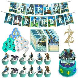 Decoração de festa Tears of the Kingdom para crianças, balão, cartões, acessórios para festas de aniversário, Zelda - Image 1