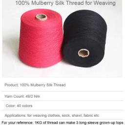 100% natural puro fio de seda amora para tecelagem tecido roupas meias xale suéter seda fios de tricô de seda 48/2 nm - Image 1