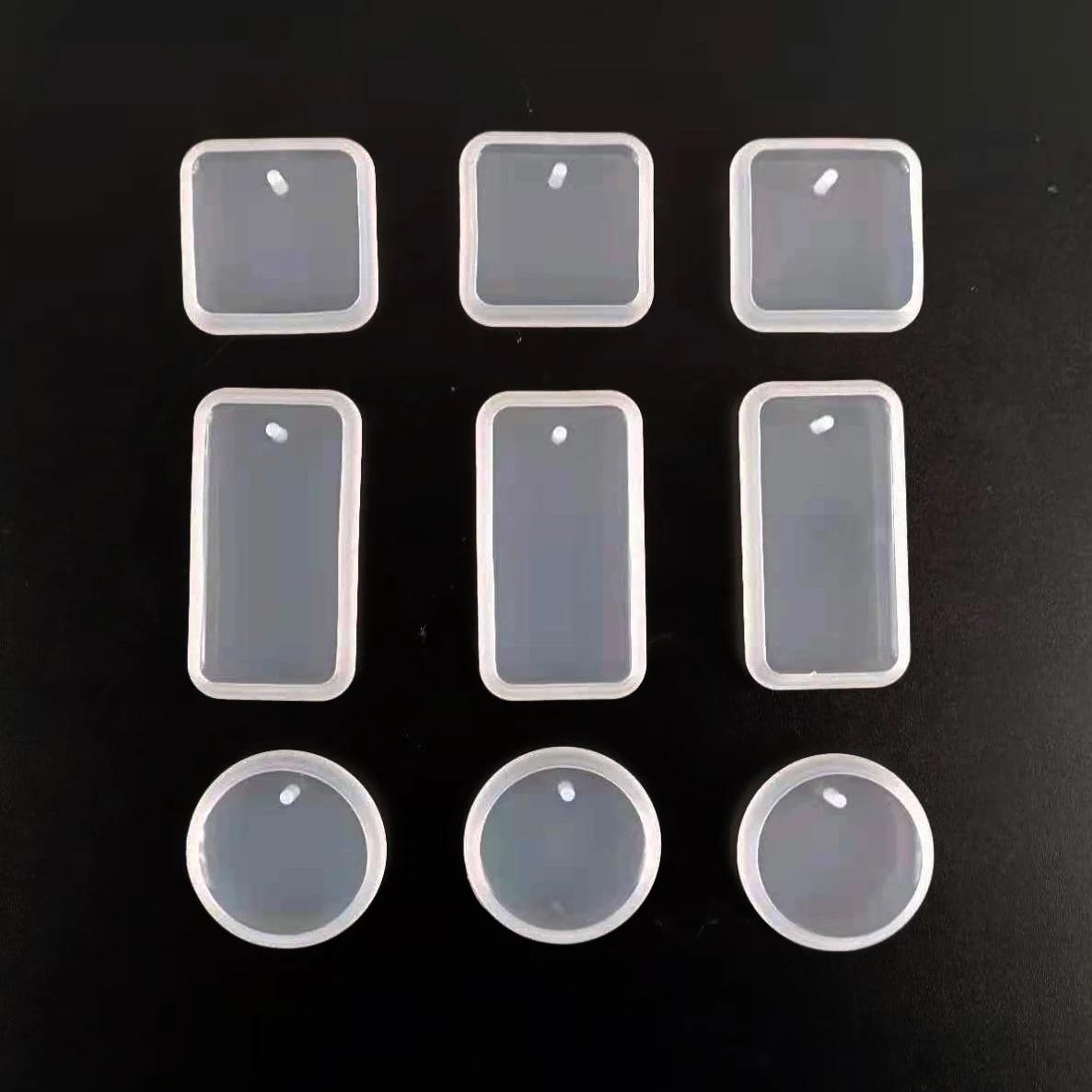 Conjunto de Moldes de Silicone para DIY: 10 Peças de Pingentes em Cristal com Formatos Redondos e Retangulares para Joias em Resina com Cola Epóxi